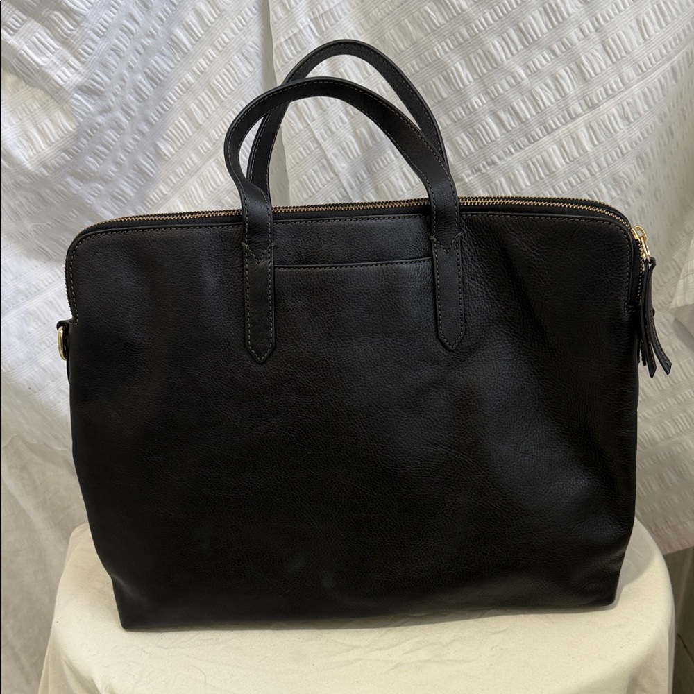 Fossil Black Leather Laptop Bag - Picture 4 of 11